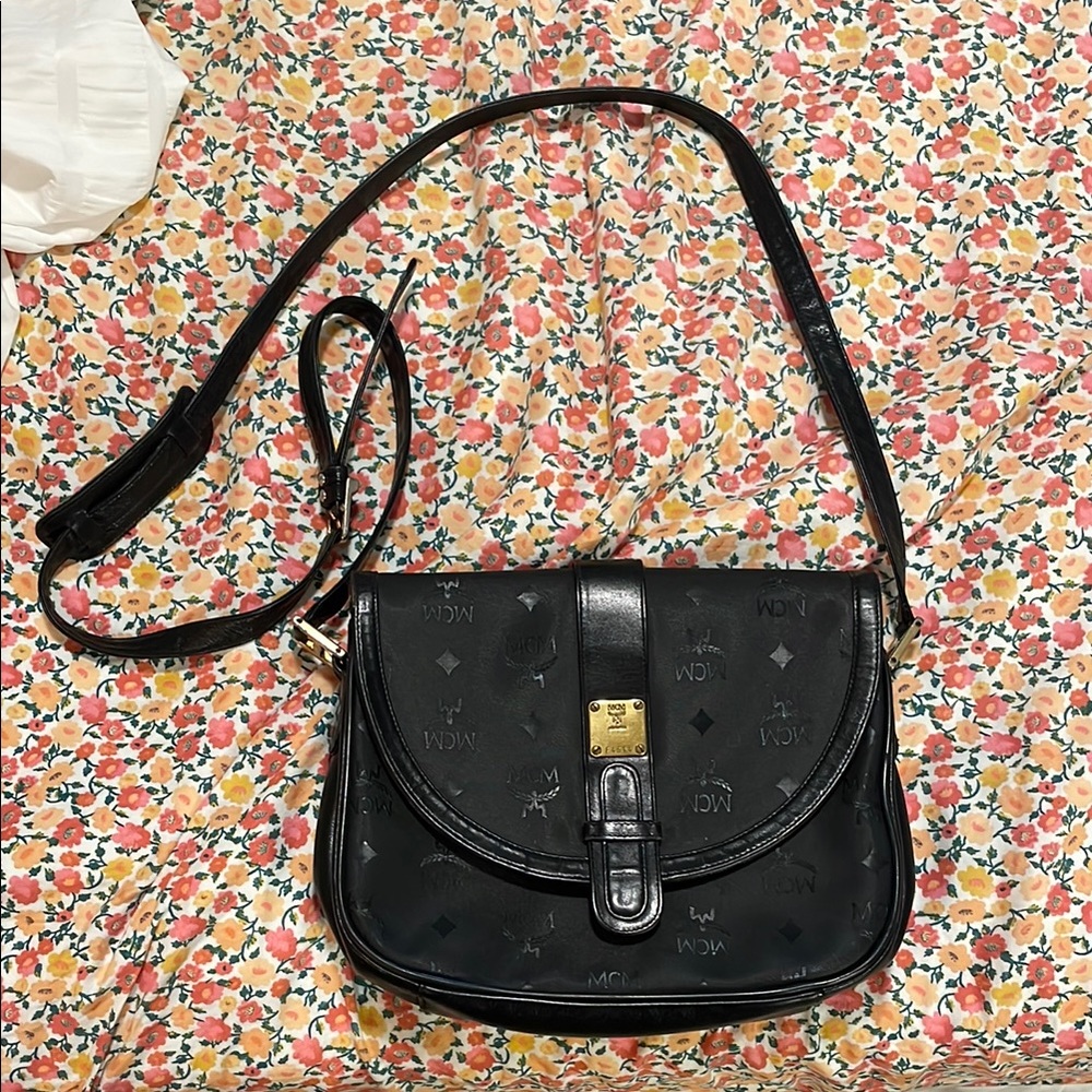 MCM Black Leather Crossbody Bag